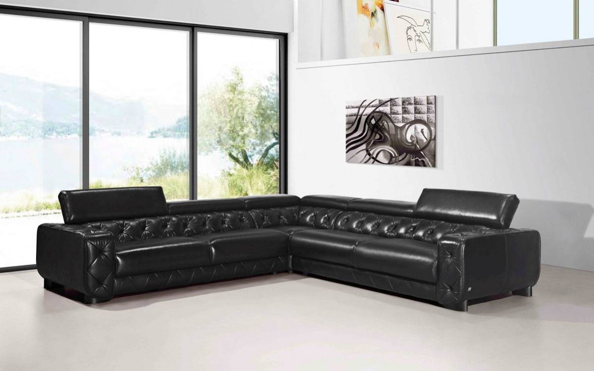 Luxury Extra Large Sectional In Black Tufted Backs Jmhilton 