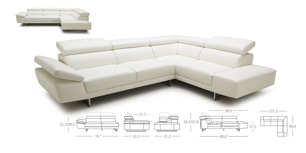 Contemporary Quality Leather L-shape Sectional - Click Image to Close