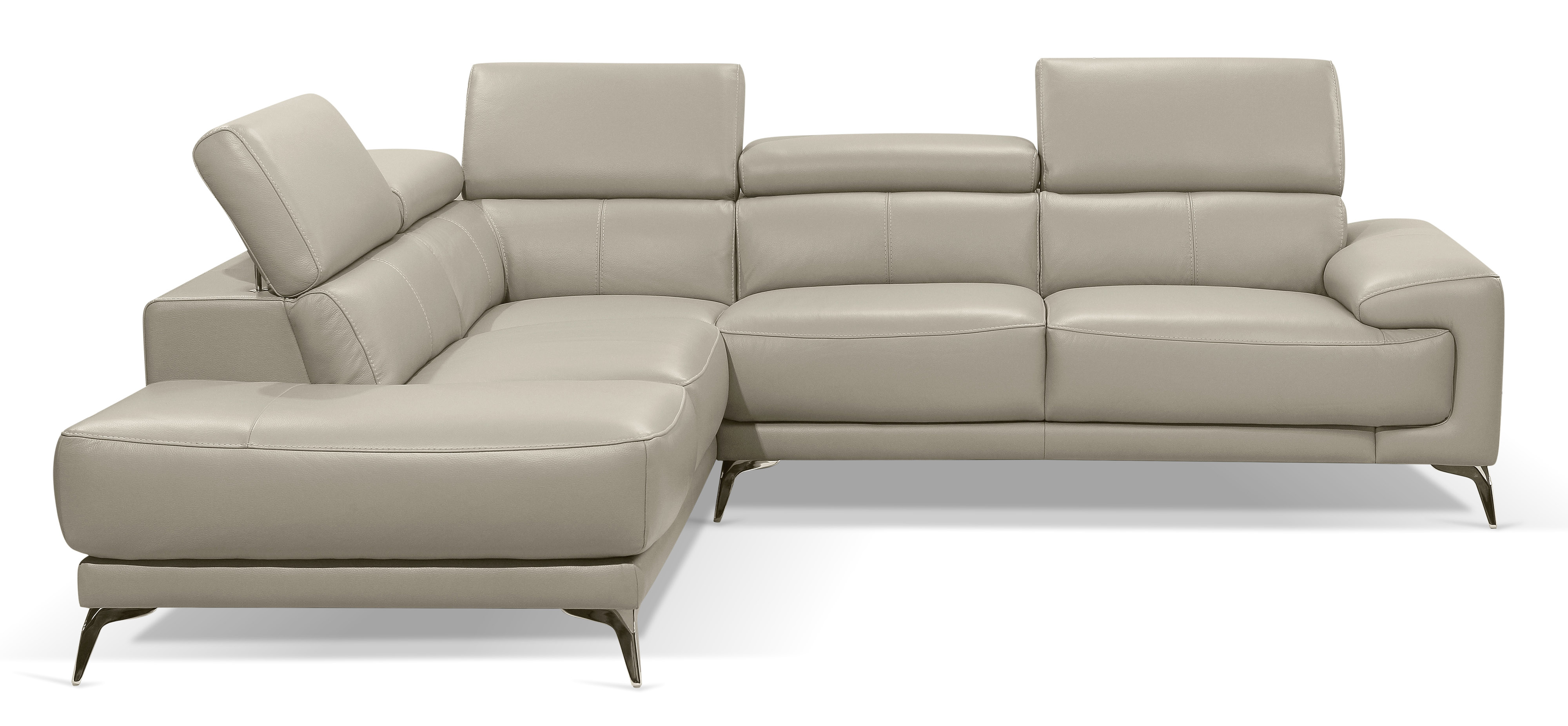 Advanced Adjustable Leather Sectional with Chaise - Click Image to Close