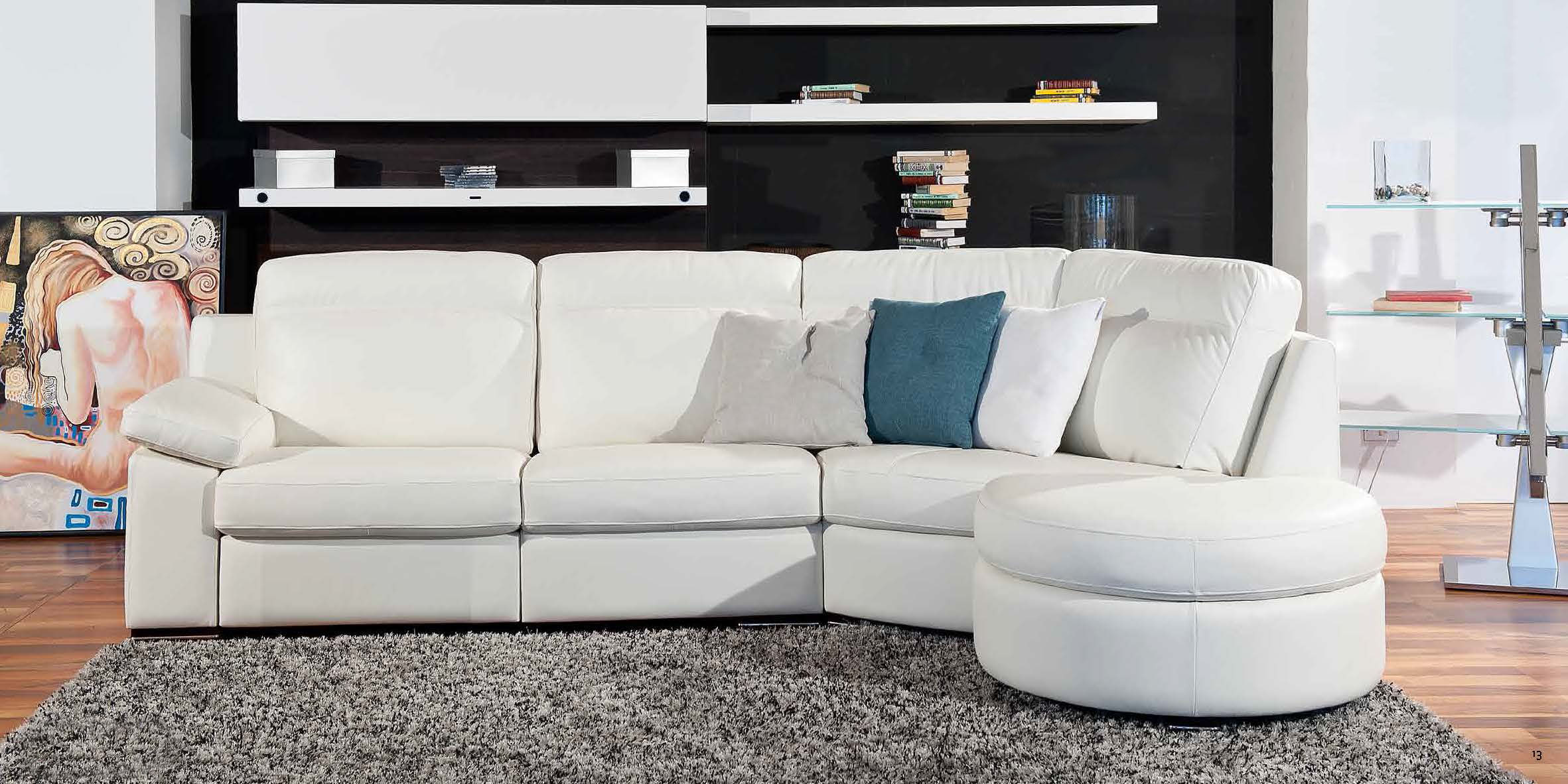 Contemporary Modern Top-Grain Italian Sectional - Click Image to Close