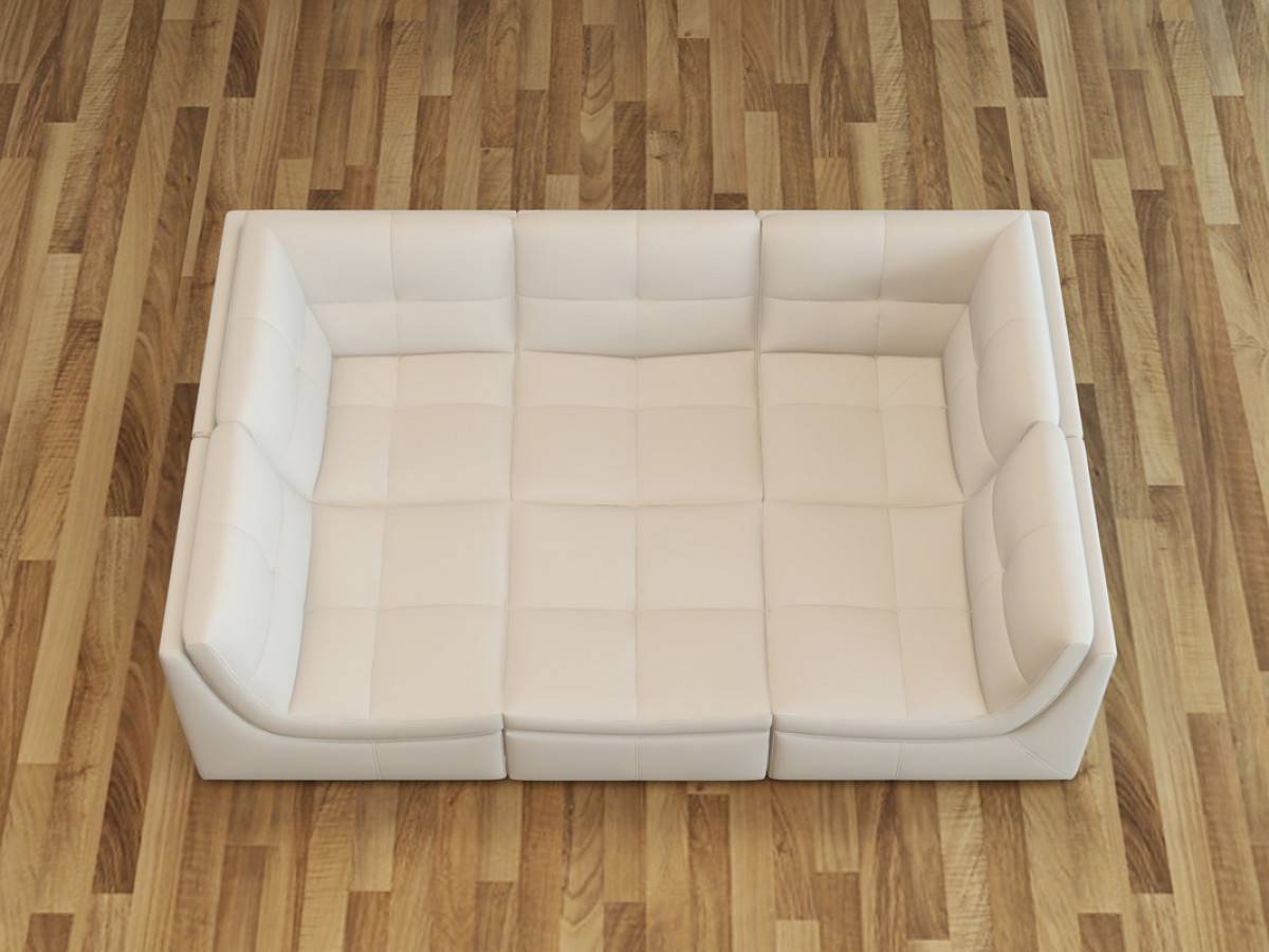 Advanced Adjustable Leather Curved Corner Sofa with Tufted Upholstery - Click Image to Close