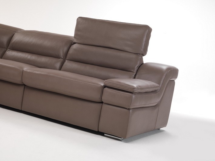 Brown Soft Italian Leather Sectional Sofa with Reclining Chairs - Click Image to Close