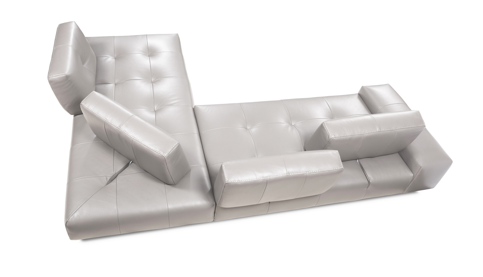 Elite Tufted Top Grain Leather Sectional with Pillows - Click Image to Close