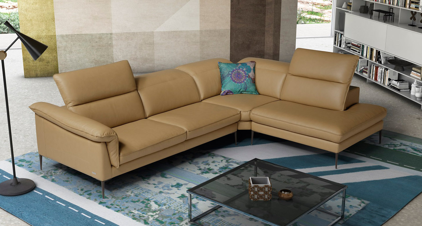 Mustard Genuine Real Italian Leather Corner Sectional Set J Eden 