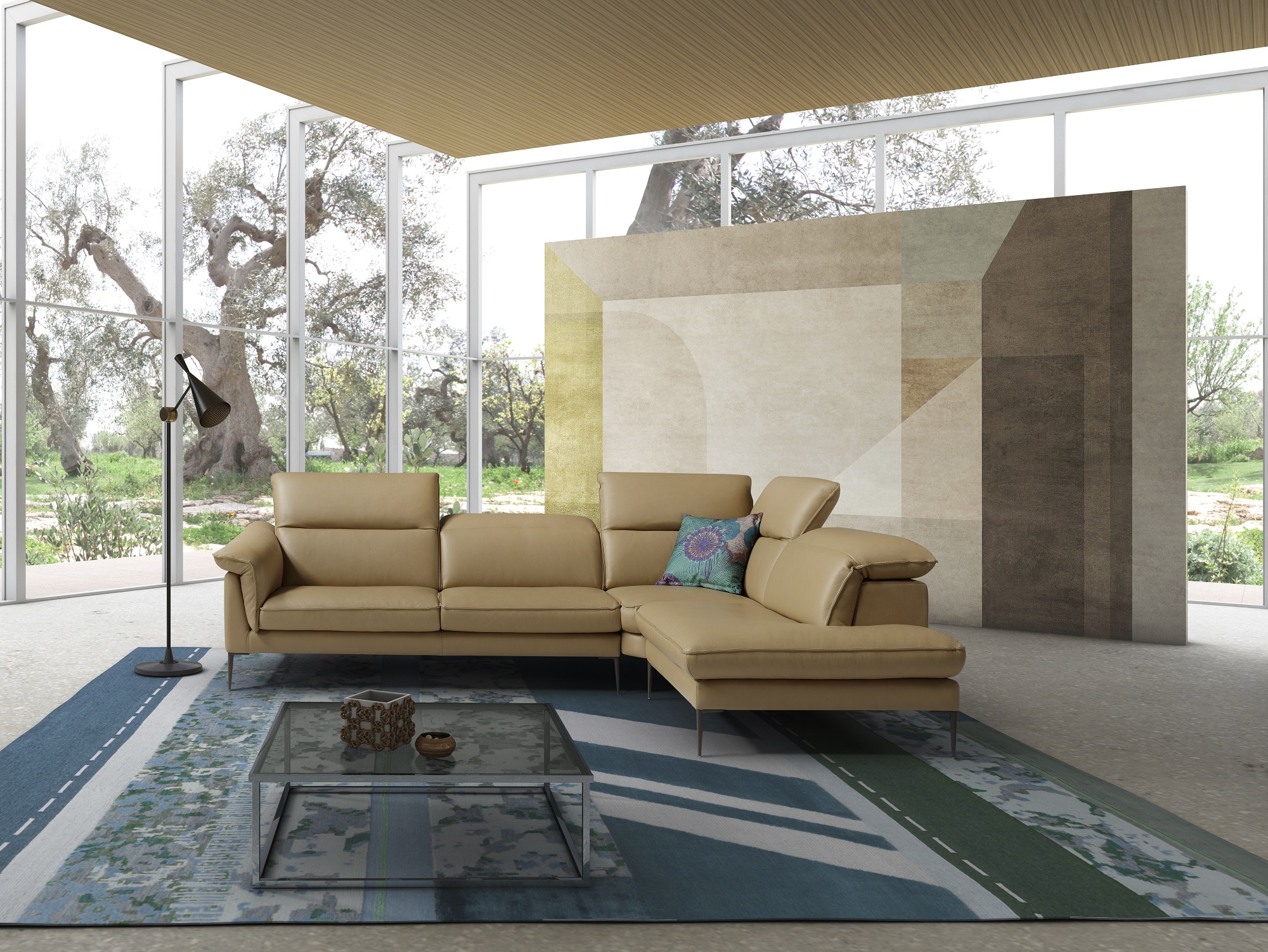 Contemporary Style Full Italian Leather Sectionals - Click Image to Close