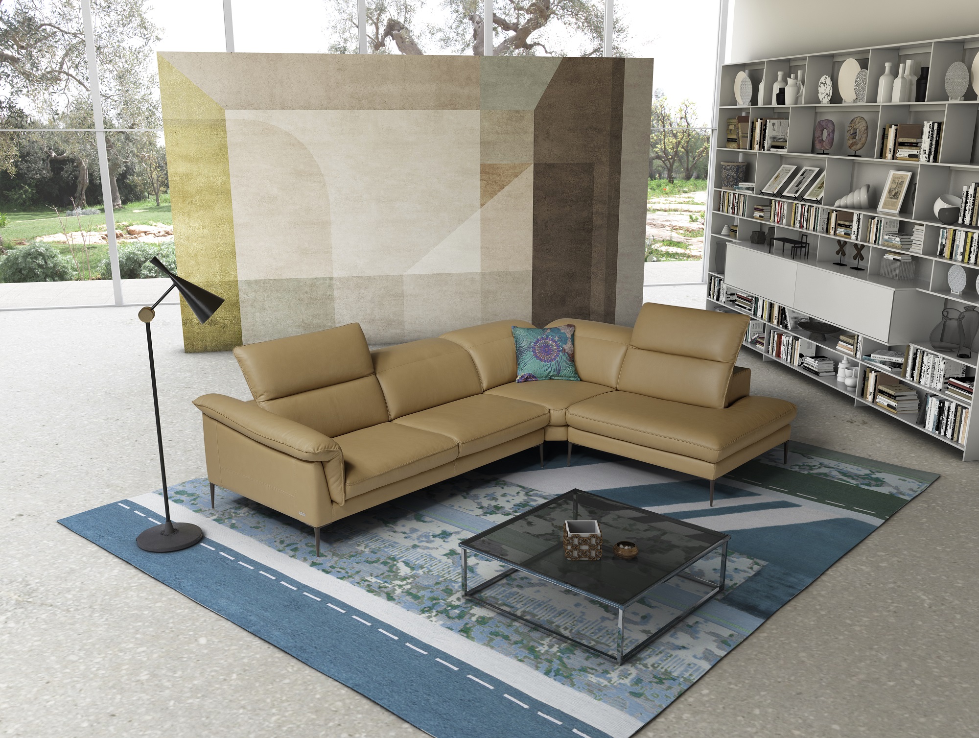 Contemporary Style Full Italian Leather Sectionals - Click Image to Close