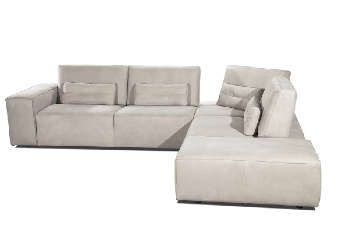 Advanced Adjustable Modern Leather L-shape Sectional with Pillows - Click Image to Close