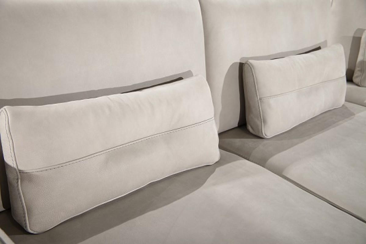 Advanced Adjustable Modern Leather L-shape Sectional with Pillows - Click Image to Close