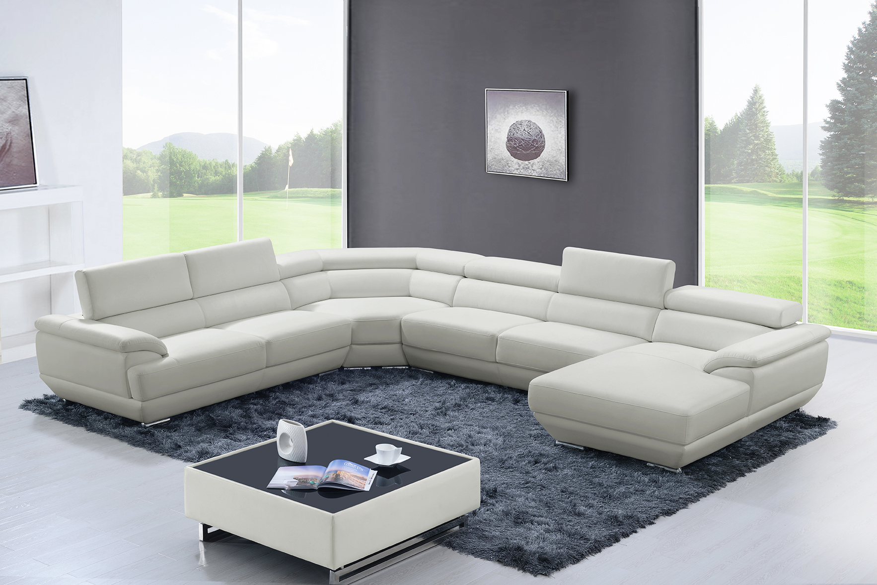 Sectional Upholstered In Real Leather, Real Leather Sectional