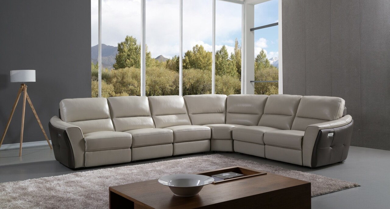 Italian Leather Sectional Sofa Set with Recliner Chair - Click Image to Close