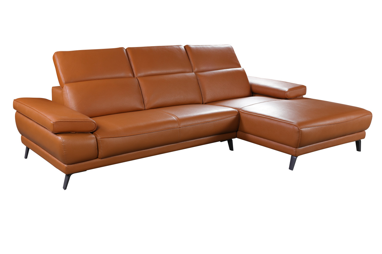 Exquisite Leather Sectional with Chaise - Click Image to Close