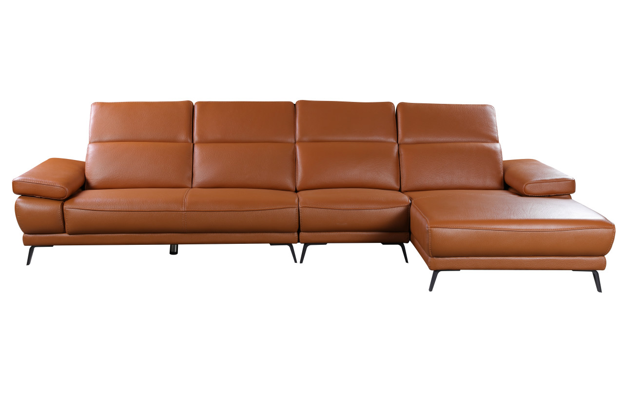 Exquisite Leather Sectional with Chaise - Click Image to Close