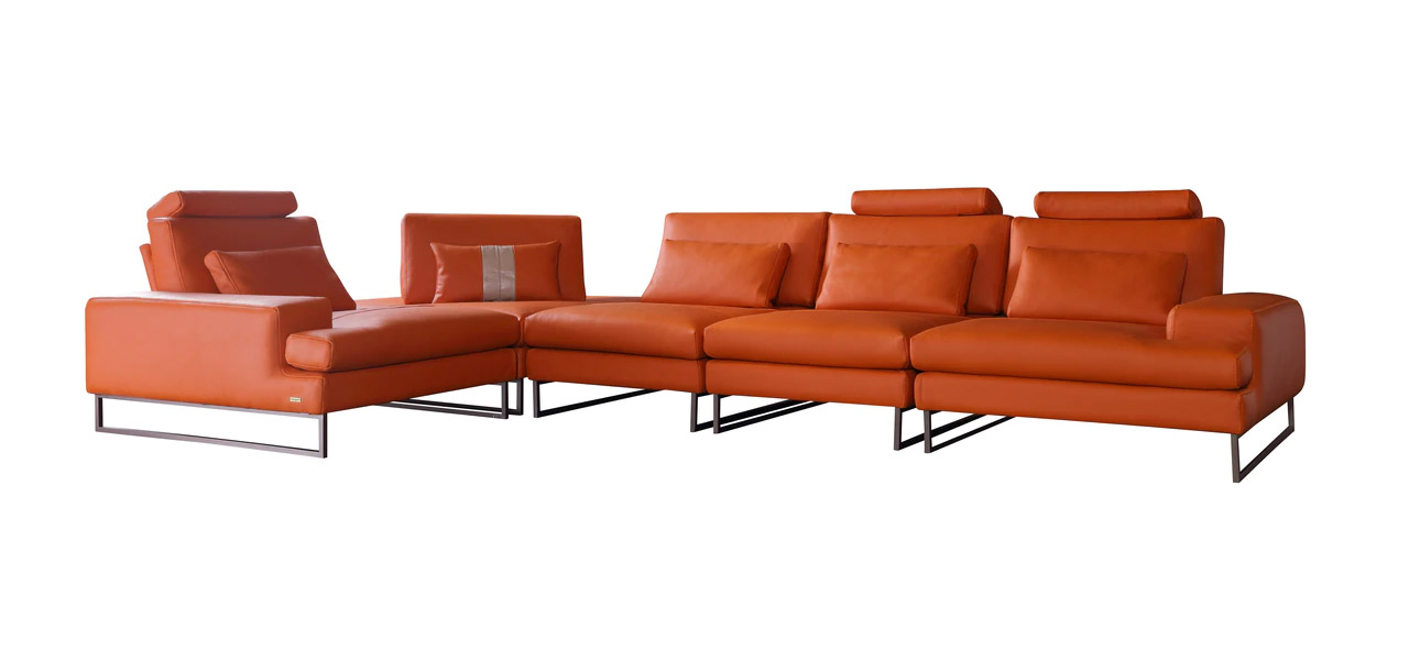 Exquisite Covered in All Leather Sectional - Click Image to Close