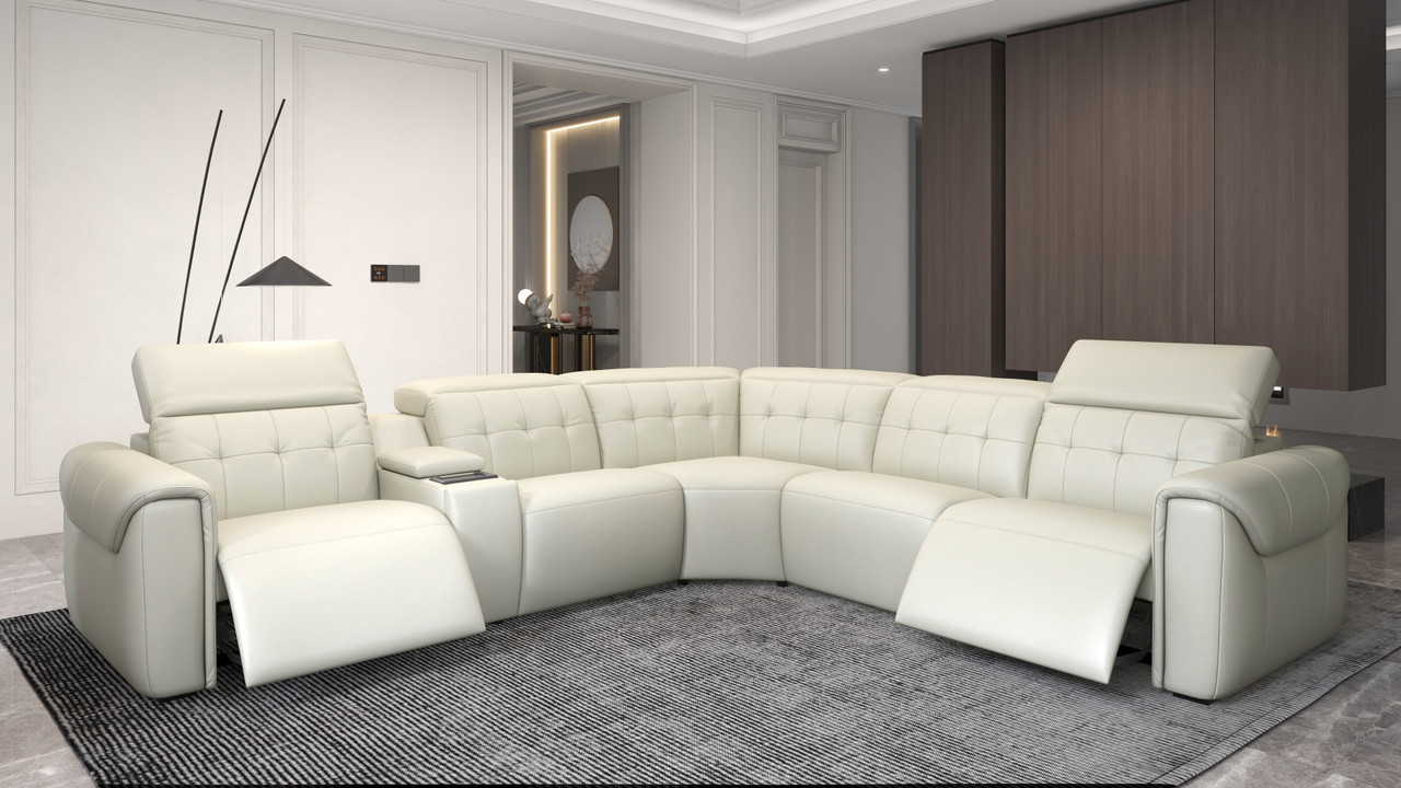 Classic oversize and overstuffed corner bonded leather sectional with 2 reclining seats deals