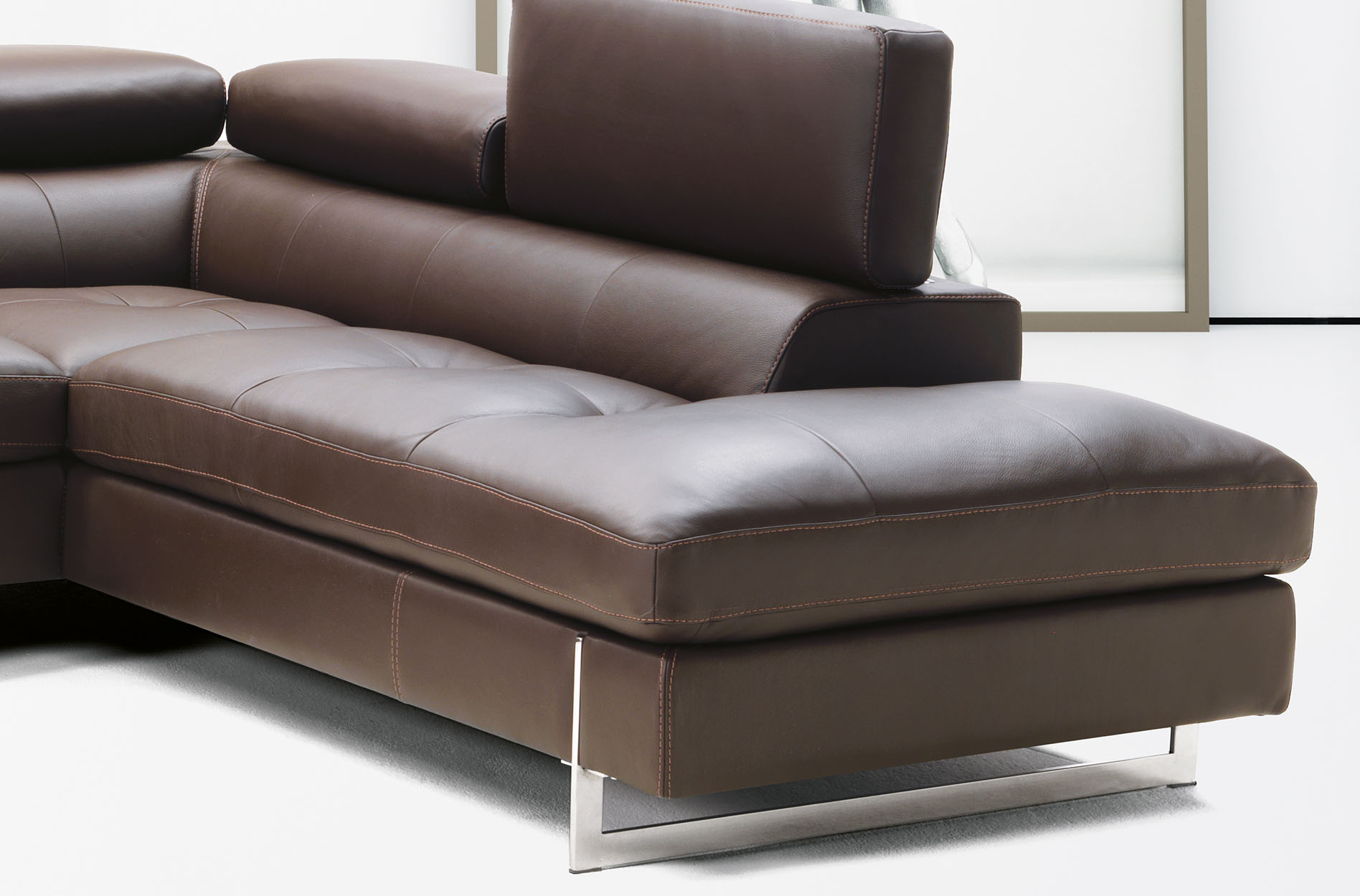Contemporary Italian Leather Sectional with Optional Matching Arm Chair - Click Image to Close
