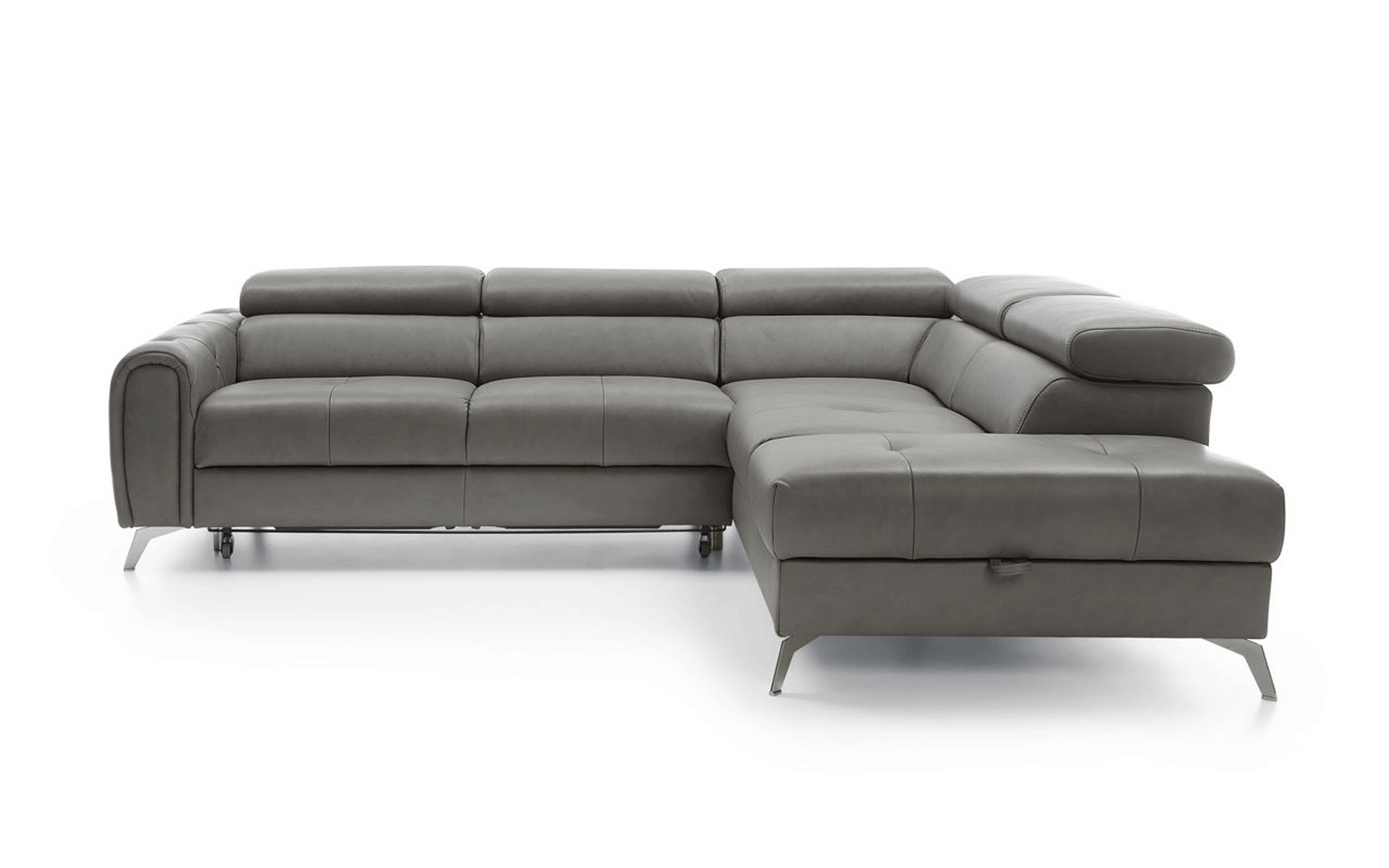 Contemporary Dark Grey Leather Sofabed Sectional - Click Image to Close