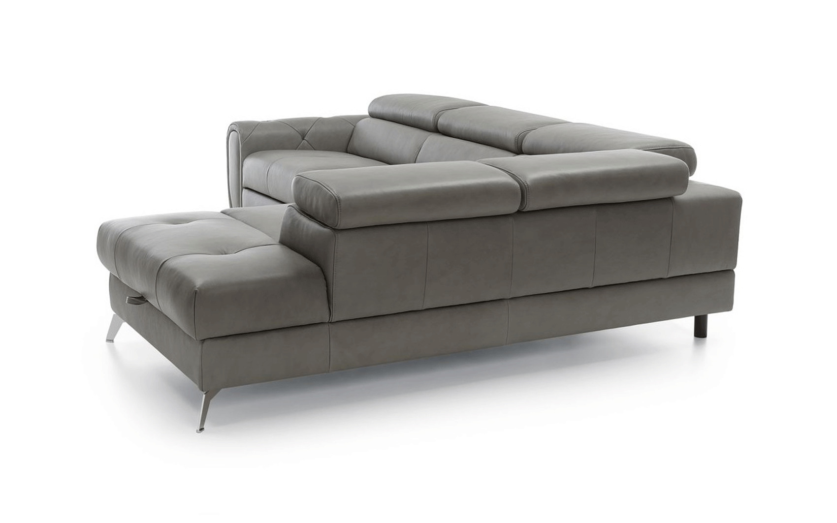 Contemporary Dark Grey Leather Sofabed Sectional - Click Image to Close