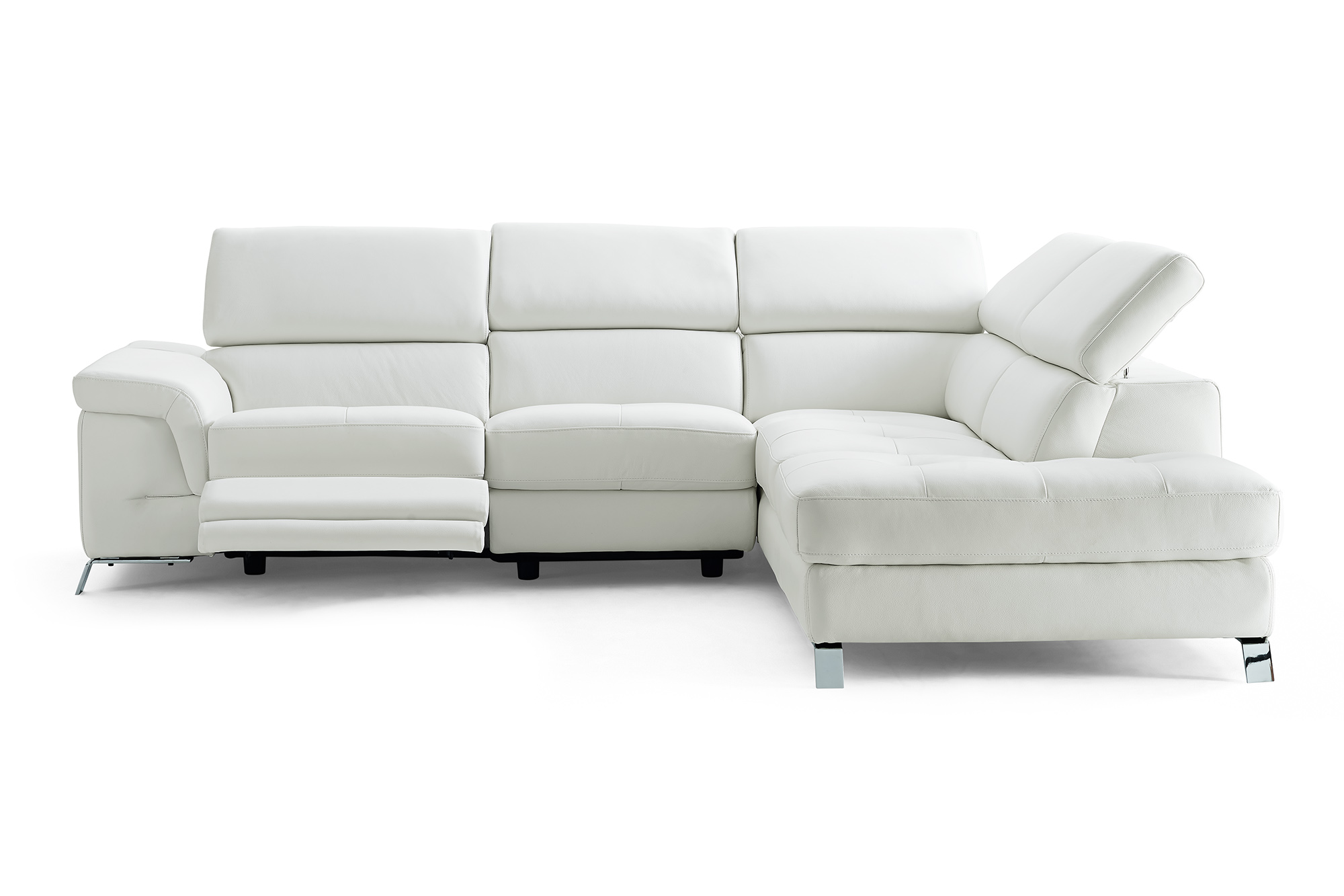 Real Italian Leather Sectional with Recliner Footrest - Click Image to Close