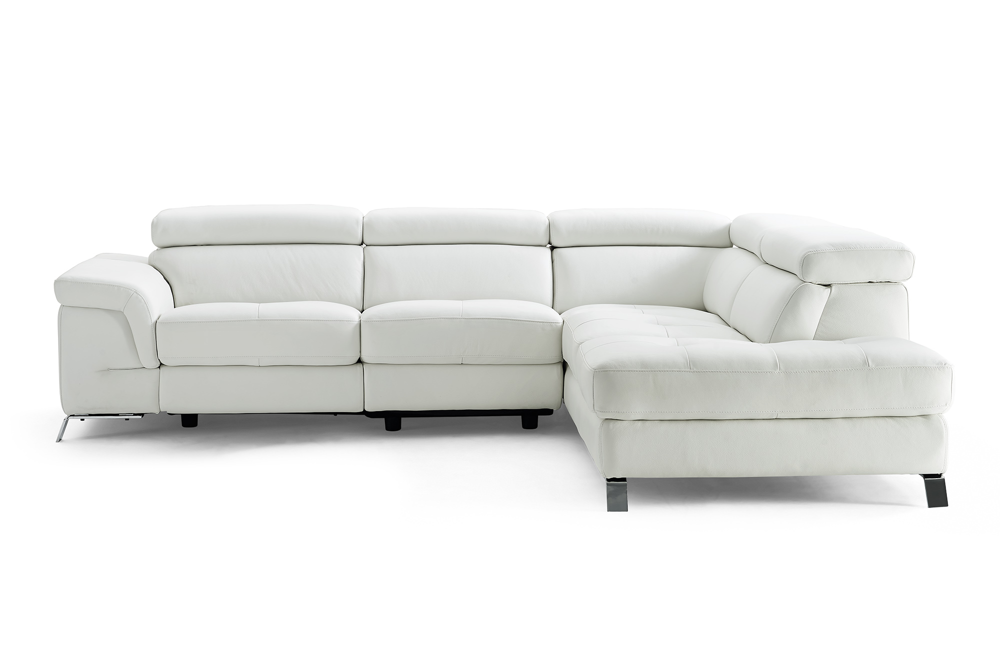 Real Italian Leather Sectional with Recliner Footrest - Click Image to Close