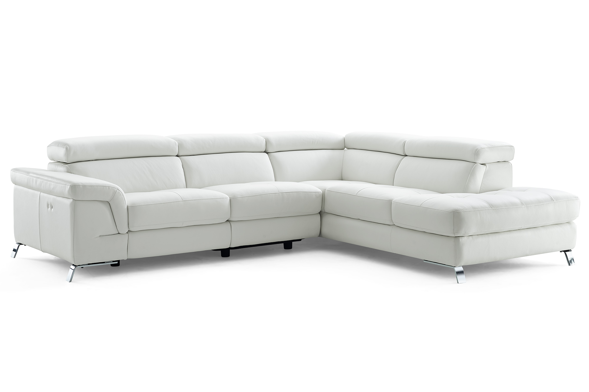 Real Italian Leather Sectional with Recliner Footrest - Click Image to Close