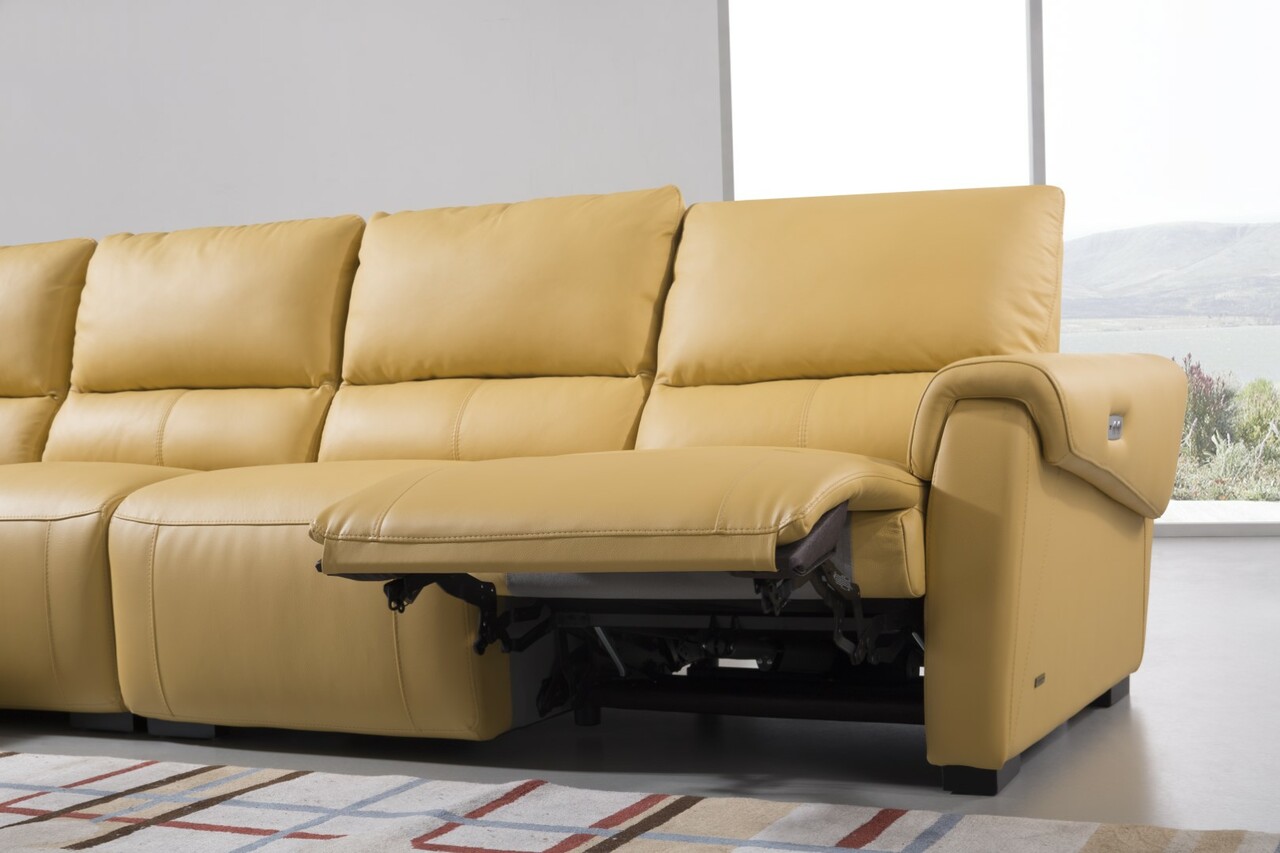 Real Italian Leather Sectional with Recliner Footrest - Click Image to Close