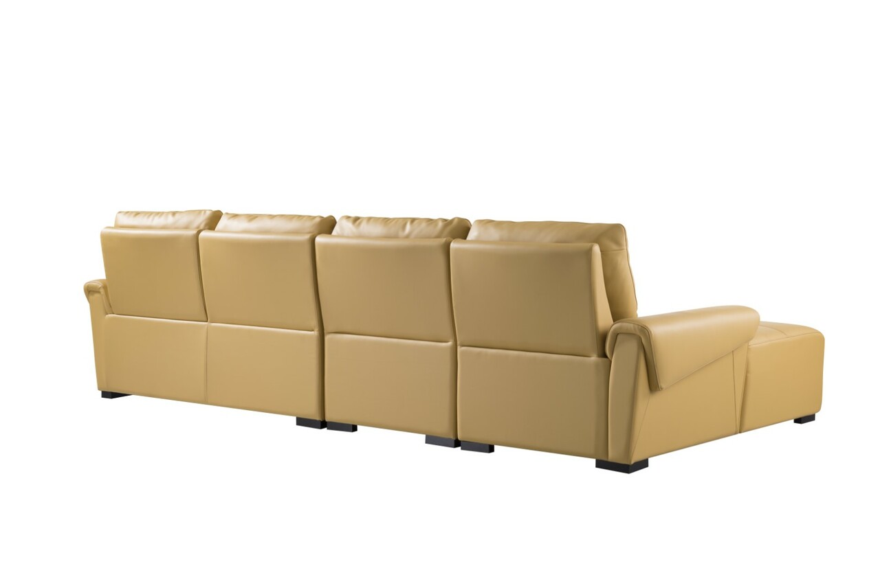 Real Italian Leather Sectional with Recliner Footrest - Click Image to Close