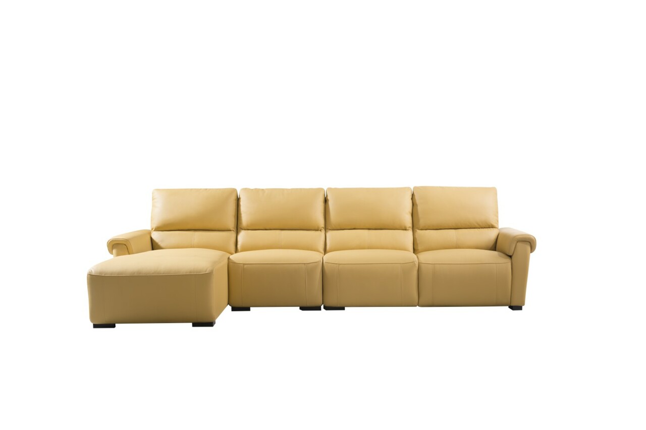 Real Italian Leather Sectional with Recliner Footrest - Click Image to Close