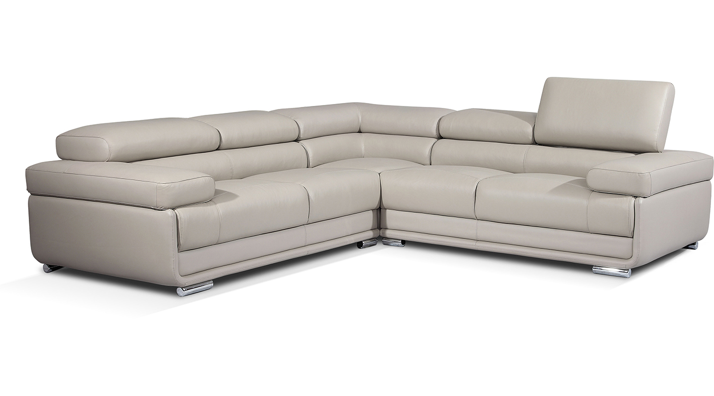 Elegant All Real Leather Sectional - Click Image to Close