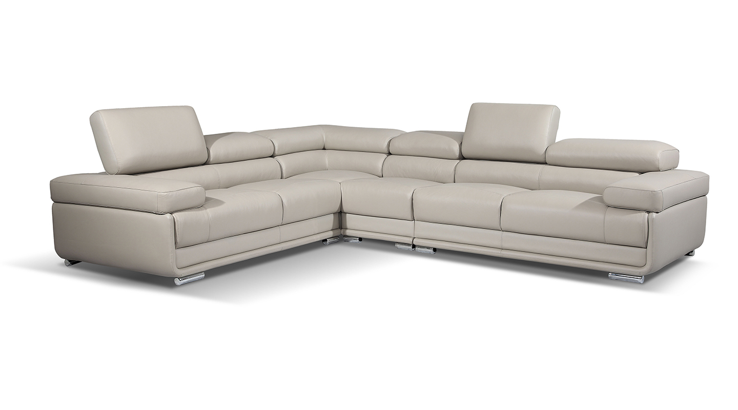 Elegant All Real Leather Sectional - Click Image to Close