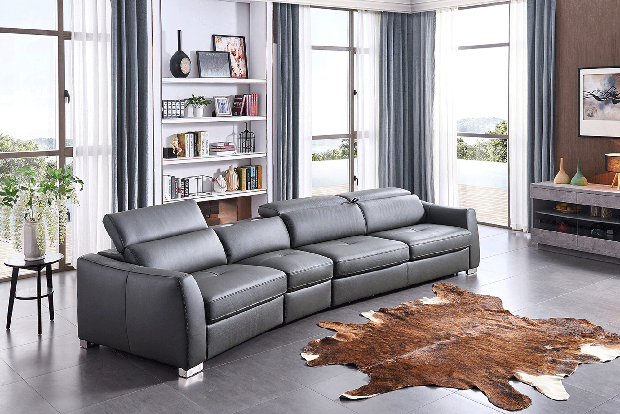 Leather Sectional with Pull Out Sleeper Bed