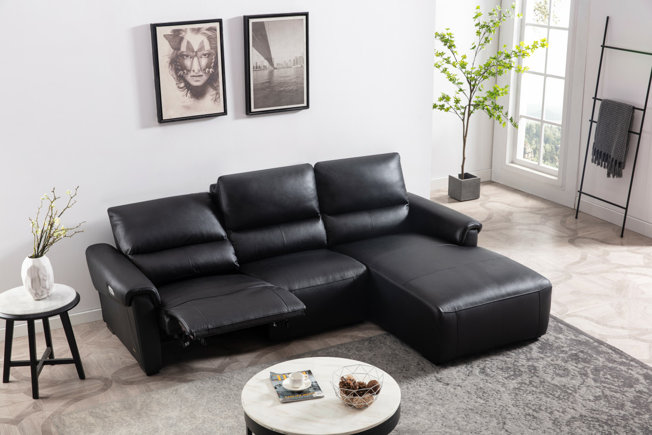 High End Leather Corner Sectional Sofa Hampton Virginia Beverly Hills S275 Black