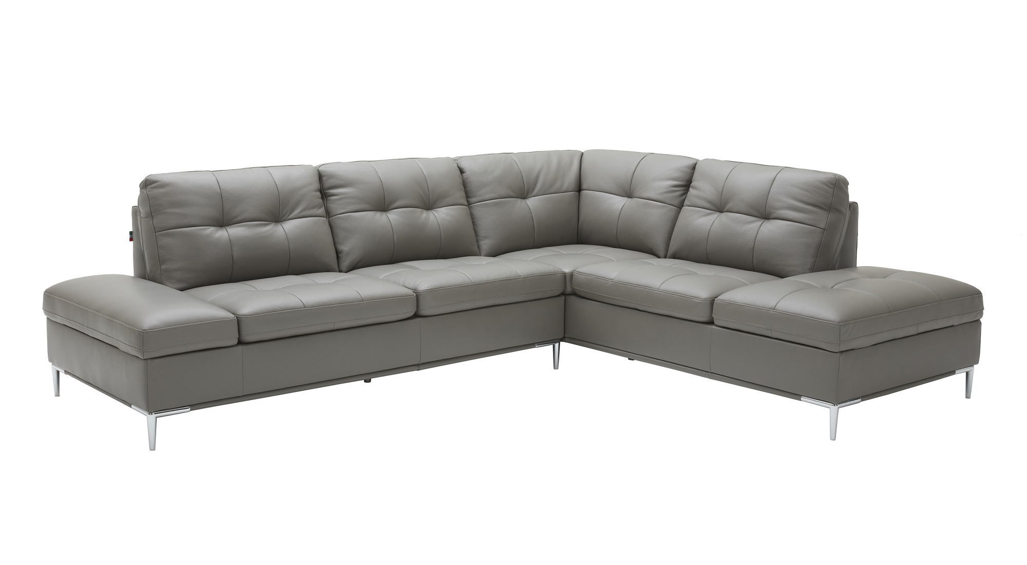 Sophisticated Leather Sectional with Chaise with Pillows