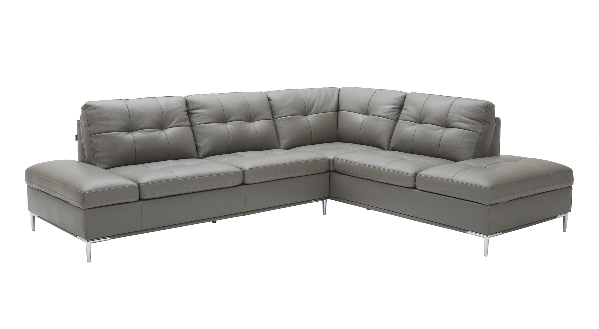 Sophisticated Leather Sectional with Chaise with Pillows - Click Image to Close