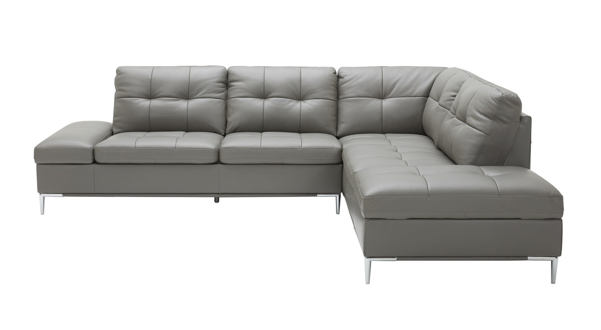 Sophisticated Leather Sectional with Chaise with Pillows - Click Image to Close