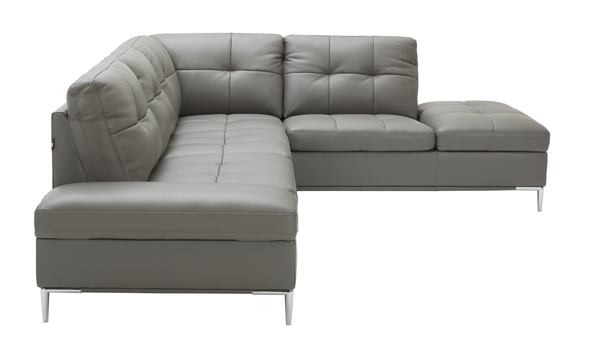 Sophisticated Leather Sectional with Chaise with Pillows - Click Image to Close