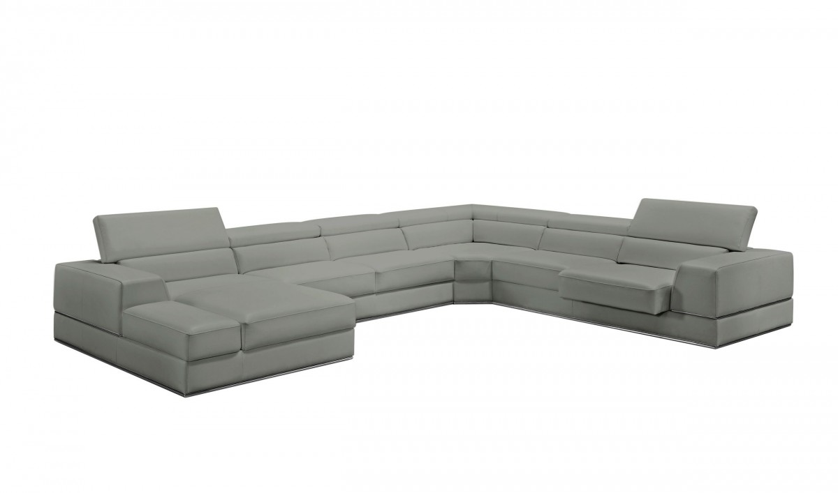 Advanced Adjustable Leather Sectional with Chaise - Click Image to Close