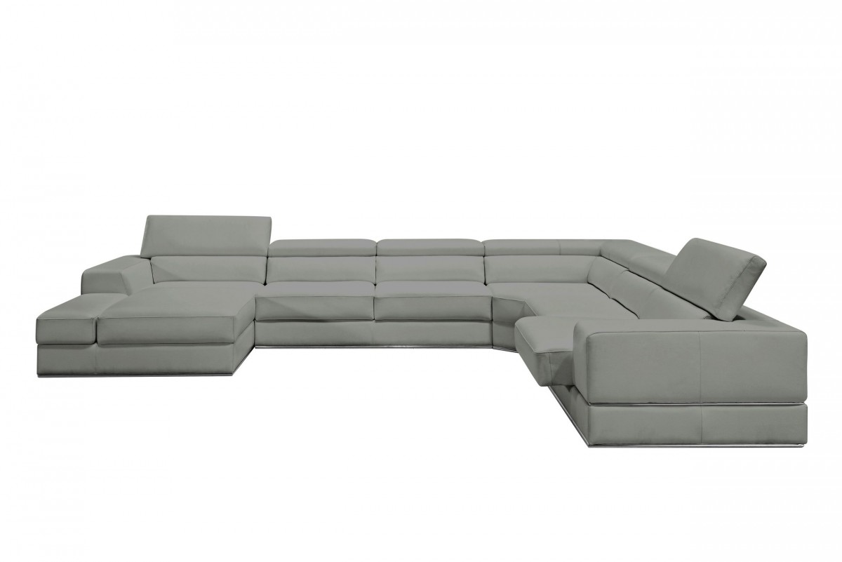 Advanced Adjustable Leather Sectional with Chaise - Click Image to Close