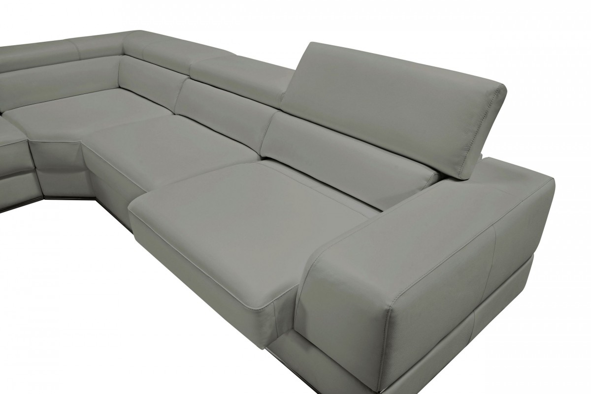 Advanced Adjustable Leather Sectional with Chaise - Click Image to Close