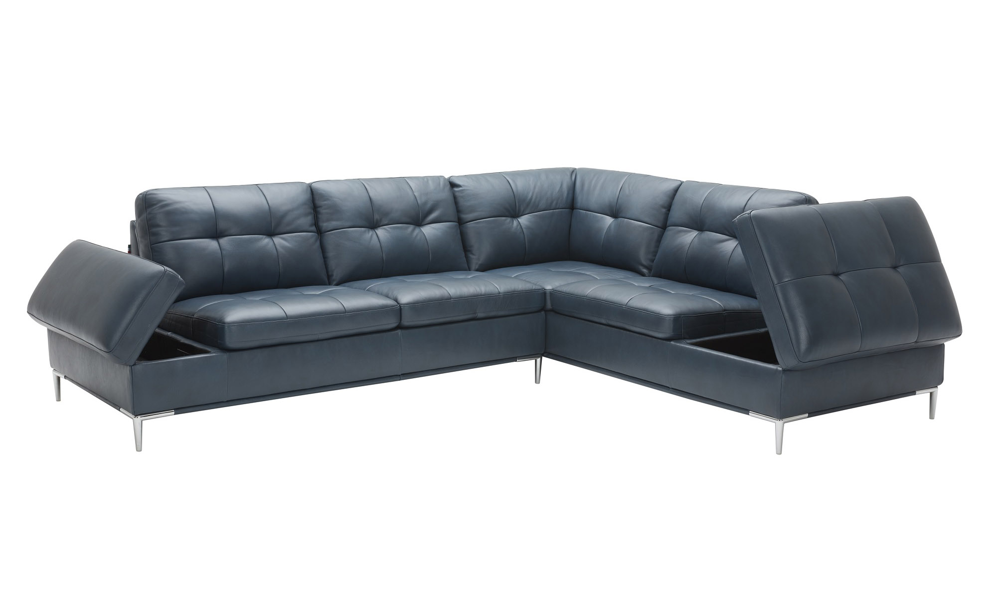 Advanced Adjustable Tufted Leather Corner Sectional Sofa with Pillows - Click Image to Close