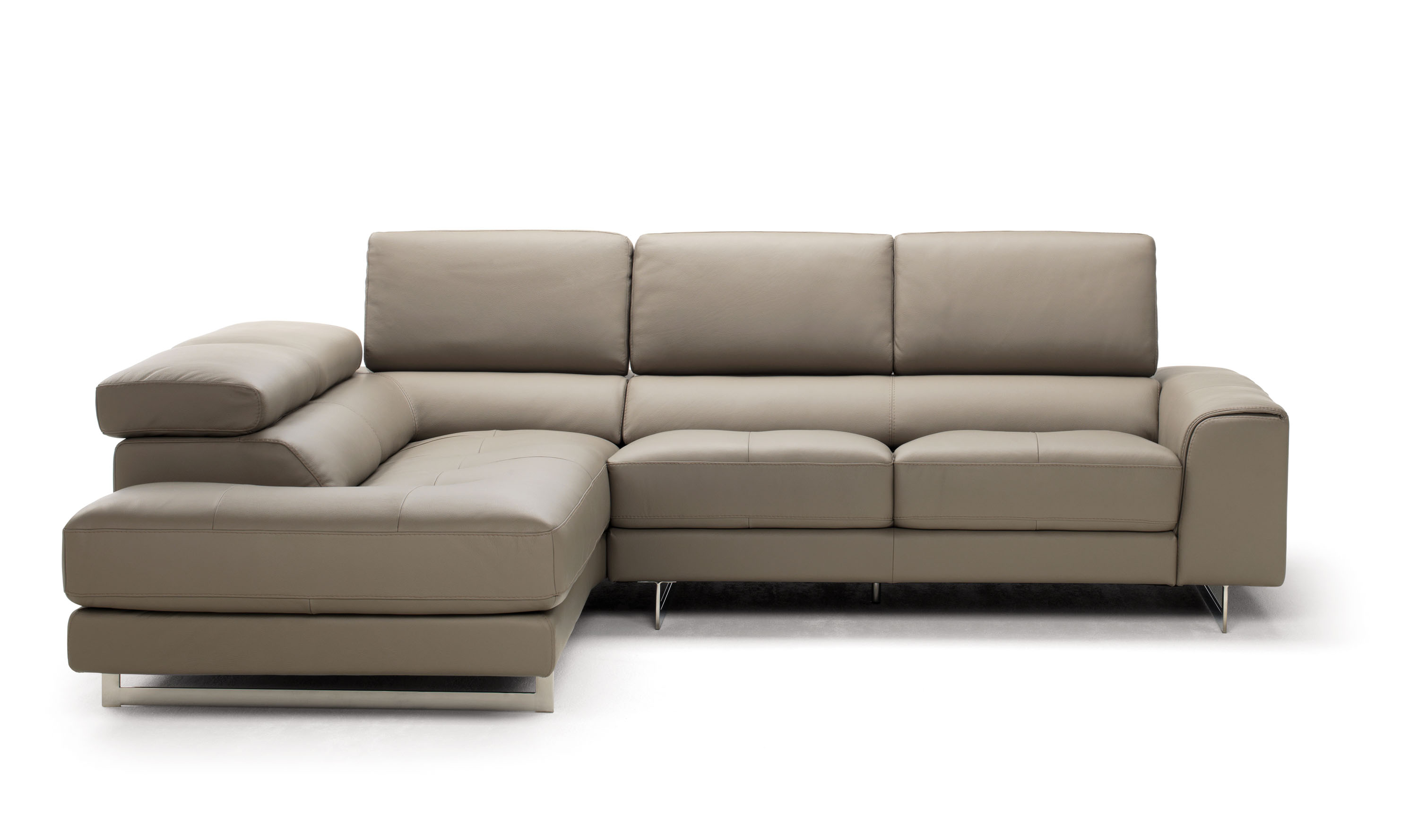 Extra Small Studio Size Brown Leather Sectional with Optional Love - Click Image to Close