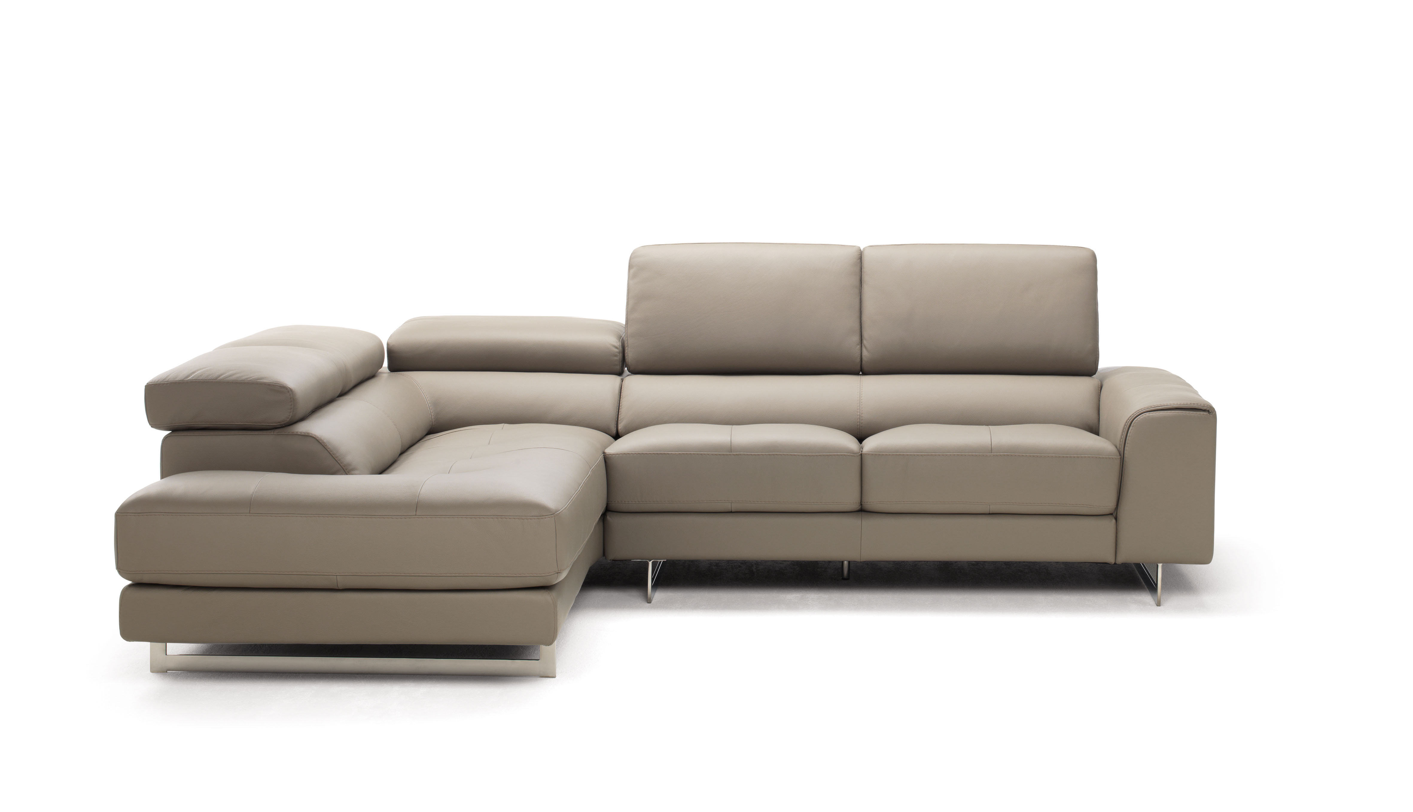 Extra Small Studio Size Brown Leather Sectional with Optional Love - Click Image to Close