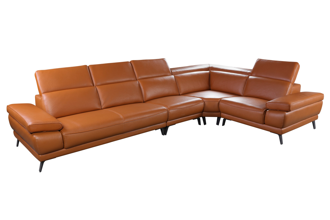 Elegant Top Grain Leather Sectional - Click Image to Close