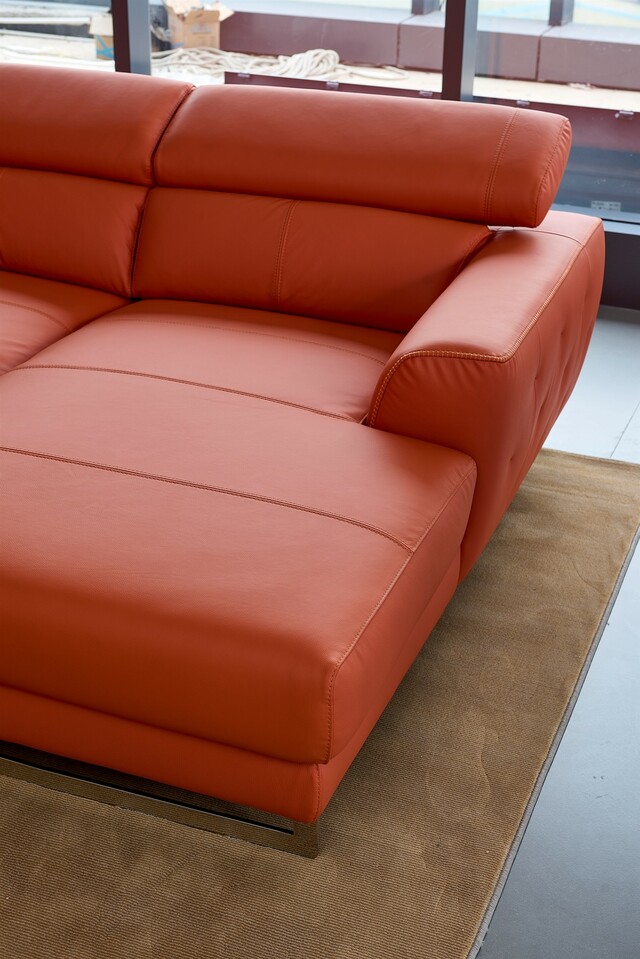 Adjustable Advanced Leather Sectional with Chaise - Click Image to Close