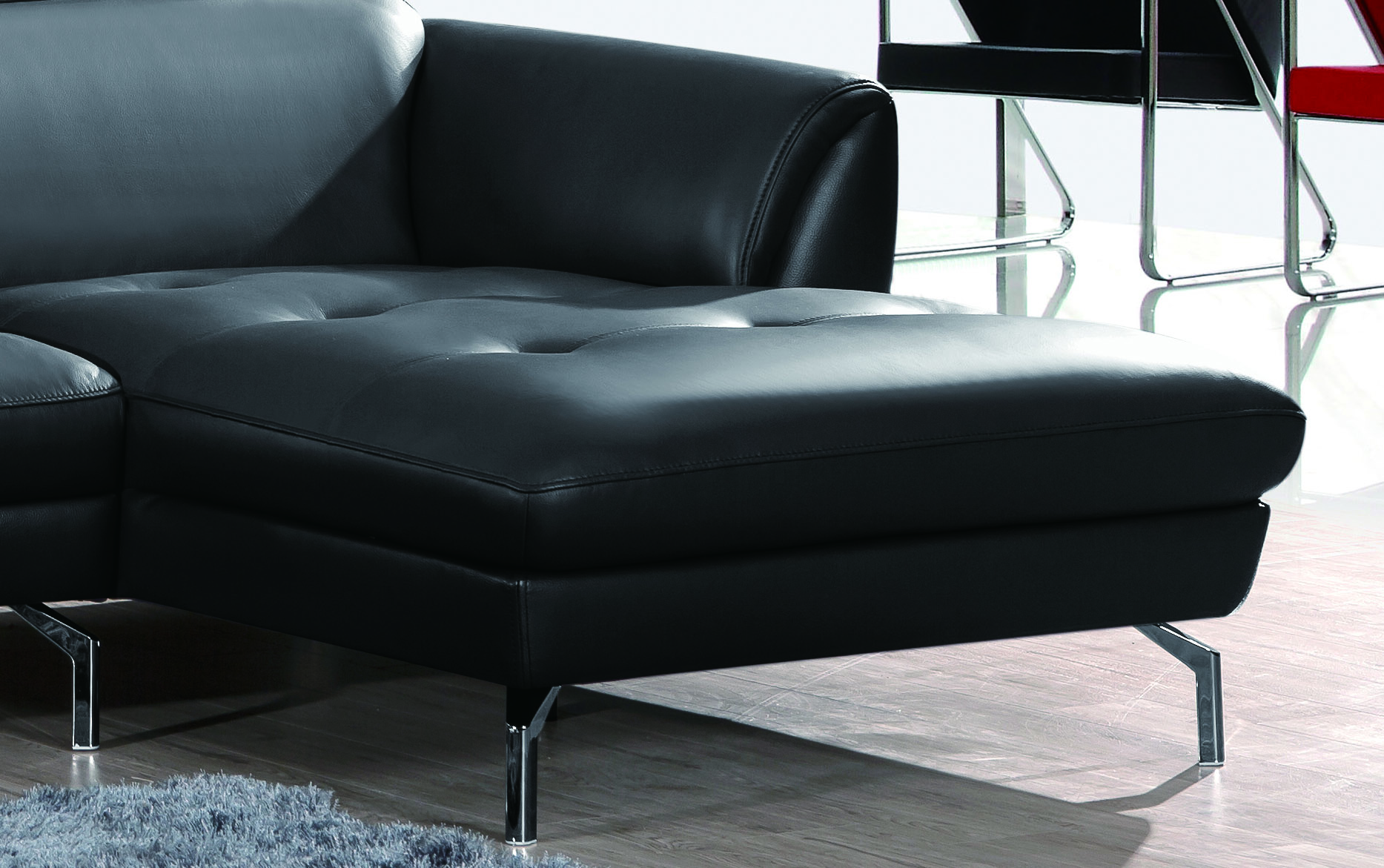 Exotic Half Leather Sectional with Chaise - Click Image to Close
