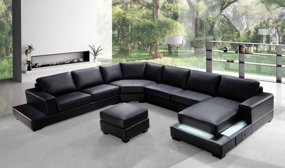 Contemporary Top Grain Leather Sectional Jersey New Jersey V-0693-Ritz