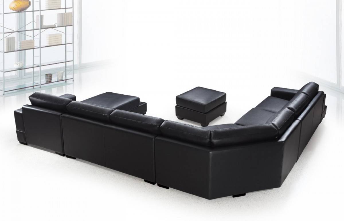 Contemporary Top Grain Leather Sectional - Click Image to Close