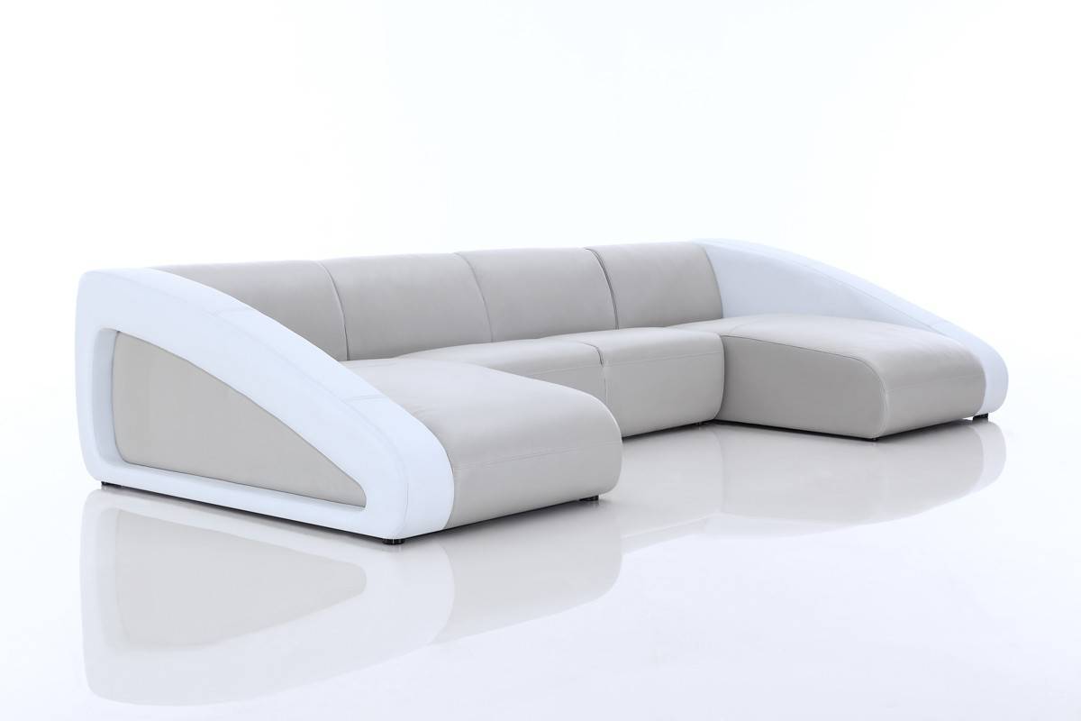 Contemporary Style Leather Curved Corner Sofa - Click Image to Close