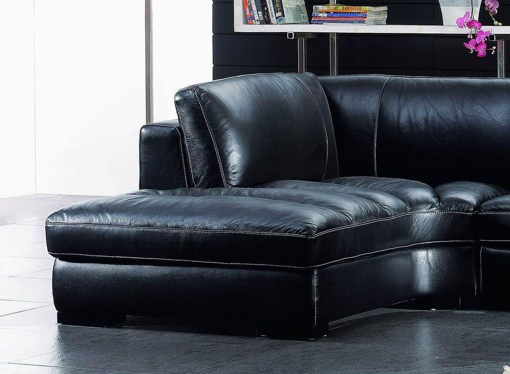 Elegant Tufted Full Leather Corner Couch - Click Image to Close