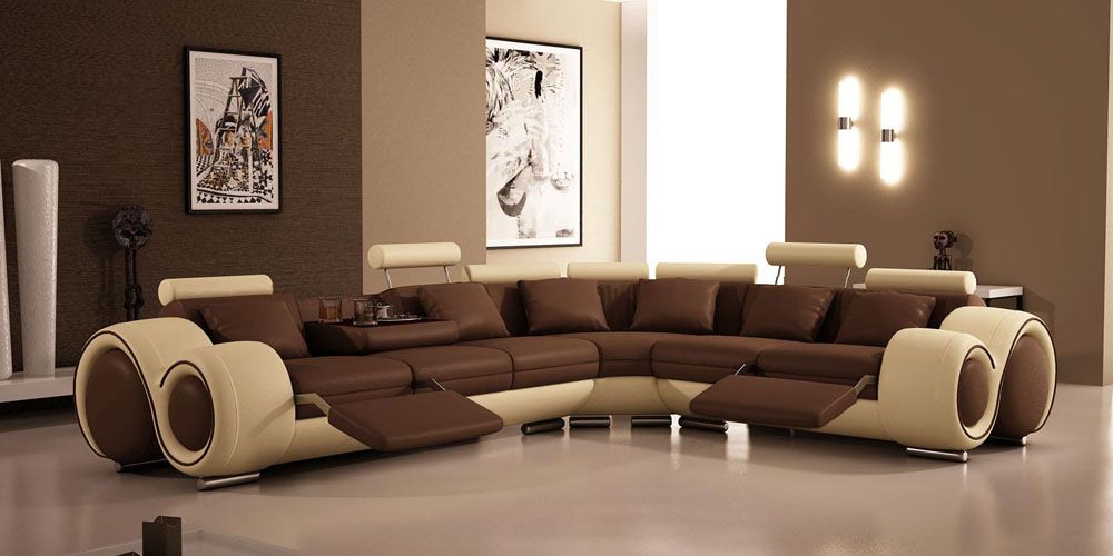 Adjustable Advanced Covered In Half Leather Sectional With Pillows Oklahoma V4087 - Sectional Sofas With Cup Holders Adjustable Advanced Covered In Half Leather Sectional With Pillows Oklahoma V4087 - Sectional Sofas With Cup Holders