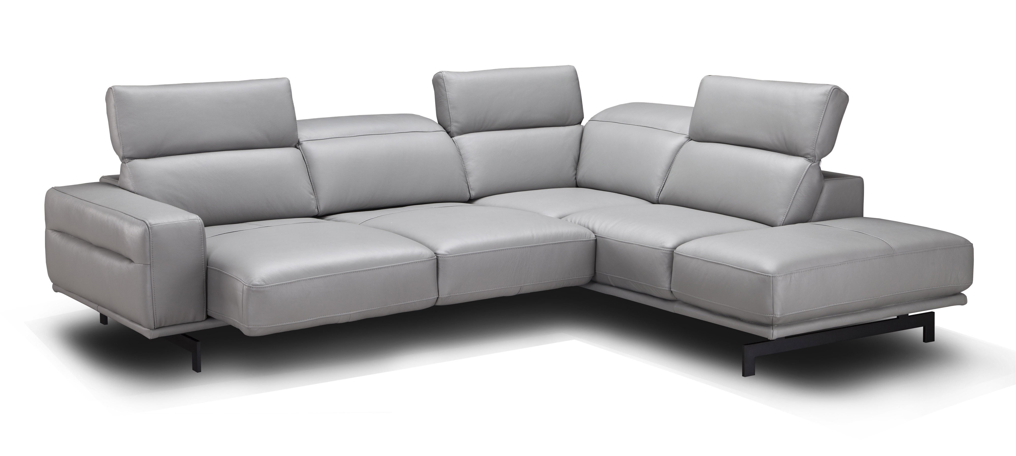 Graceful Leather Sectional with Chaise - Click Image to Close